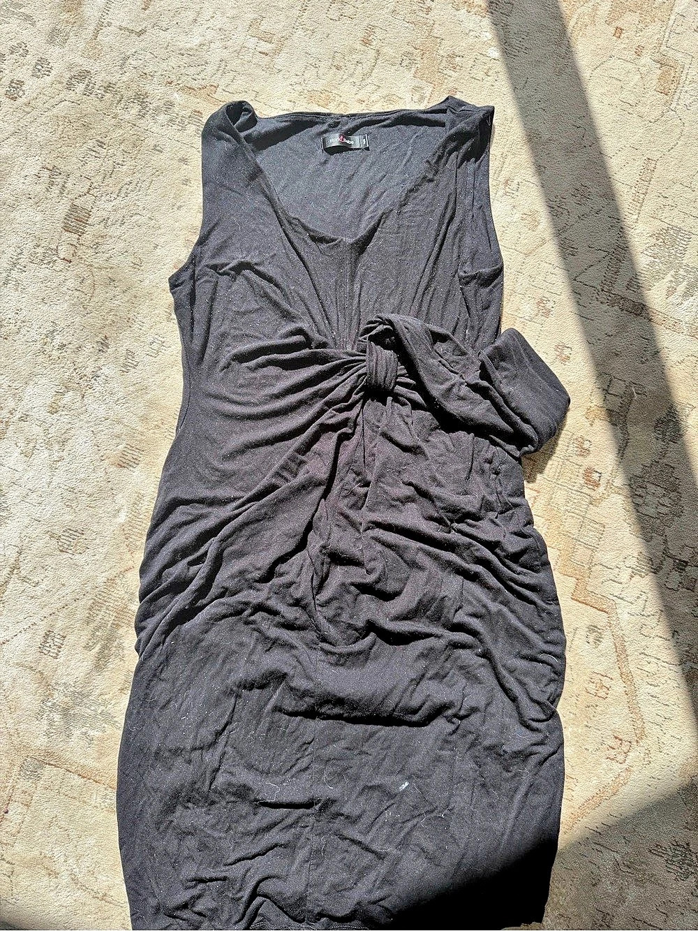 Nwot stork babe maternity Ruched tie waist Mini Dress in Black Size Medium
